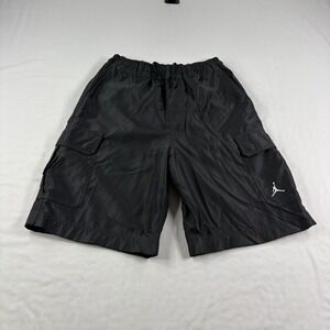 Air Jordan Cargo Shorts Mens Medium Black Baggy Stretch Athletic Vintage Y2K